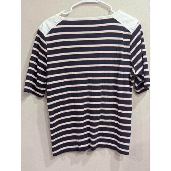 Henley neckline bretton striped Nautical style top - Picture 3 of 6